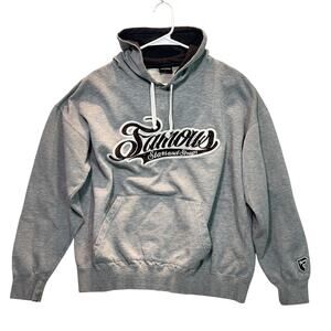 Y2K Famous Stars and Straps Hoodie Large Gray Sweatshirt Stitched Vintage Korea